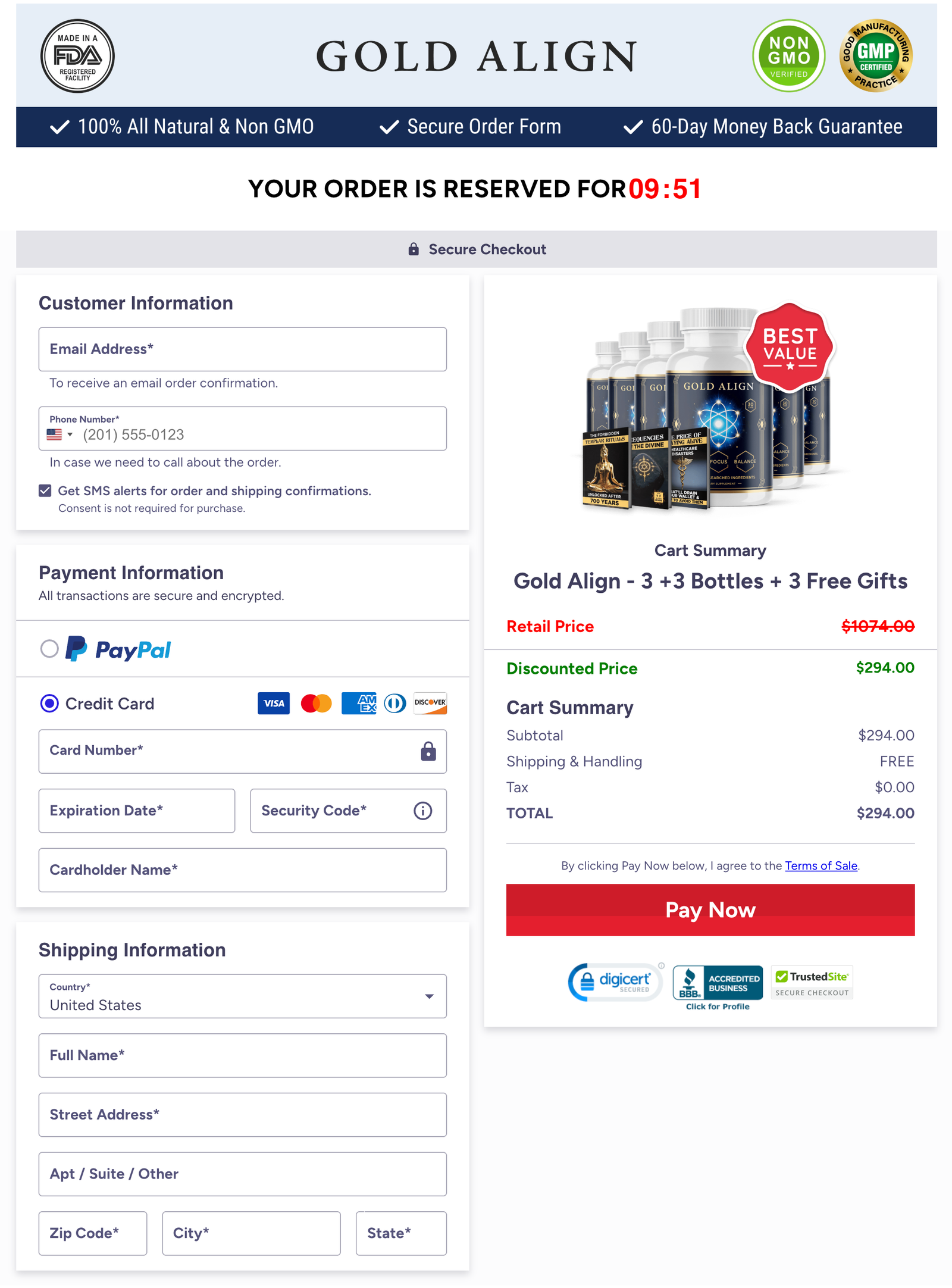 Gold Align Official Website Secure Order Page